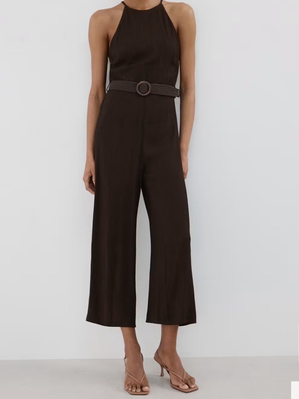 Mango HALTER-NECK JUMPSUIT WITH BELT